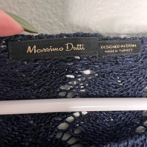 Massimo Dutti Navy grandma core Crochet sweater M - Picture 2 of 4